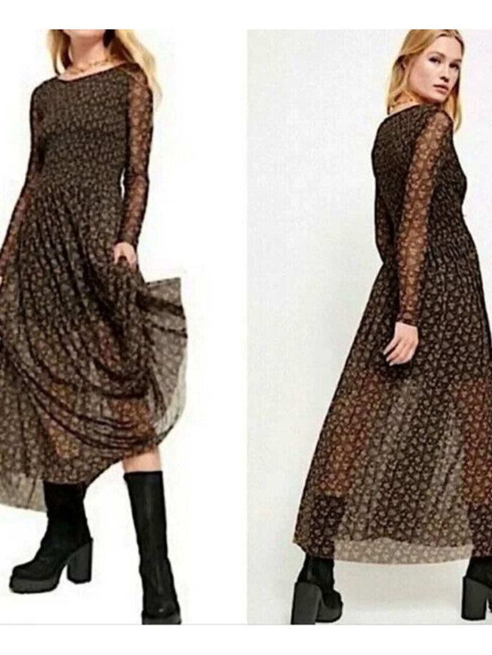 NWT Free People Hello and Goodbye Sheer Mesh Dress Size Medium